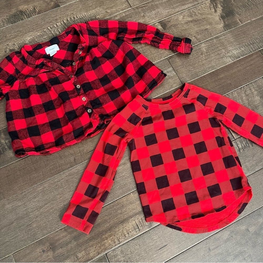 Old Navy + Cat & Jack Holiday Christmas Tops Shirt Bundle Lot 4T Buffalo Plaid - Picture 3 of 11